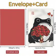 趣味青蛙情人节爱情卡，情人节搞笑浪漫祝福，可爱浪漫专属告白卡，送给伴侣和爱人的告白礼物，带信封的感谢卡，节日贺卡，祝福卡，空白卡