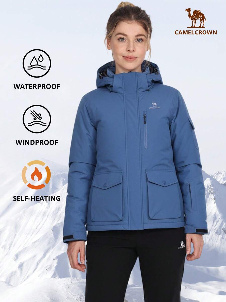 CAMEL CROWN Men's Ski Jacket Winter Warm Snow Coat Waterproof Windbreaker Hooded Work Outerwear Snowboarding Jackets - Blue - View 1