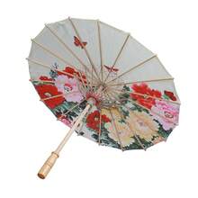 1PCS Art Umbrella Chinese Umbrella Classic Style Decorative Umbrella Oil Paper Painted Parasol Umbrella - Đỏ - Xem 5