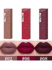 裸棕色哑光液体唇膏，丝绒性感深红色唇彩，不粘腻，持久唇妆 - 彩色 - 查看 26