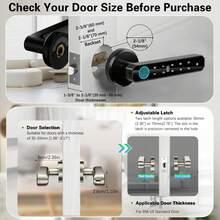 Fingerprint Door Lock Smart Door Knob Handle Biometric Door Lock With App/Key Card/Key For Keyless Entry Door Lock Keypad Touchscreen Password Easy To Install For Bedroom