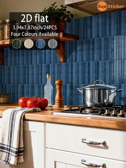 SUPSTICKER 24片现代简约风格家居装饰墙贴，自粘式，可移除，防水，防油，易清洁，适用于厨房墙面、浴室浴缸挡水板、卫浴洁具、家具表面、DIY家居装修