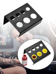1 cái giá đựng mực xăm, phụ kiện bằng thép không gỉ màu đen 7 lỗ, dụng cụ trang điểm vĩnh viễn - màu đen - Xem 1