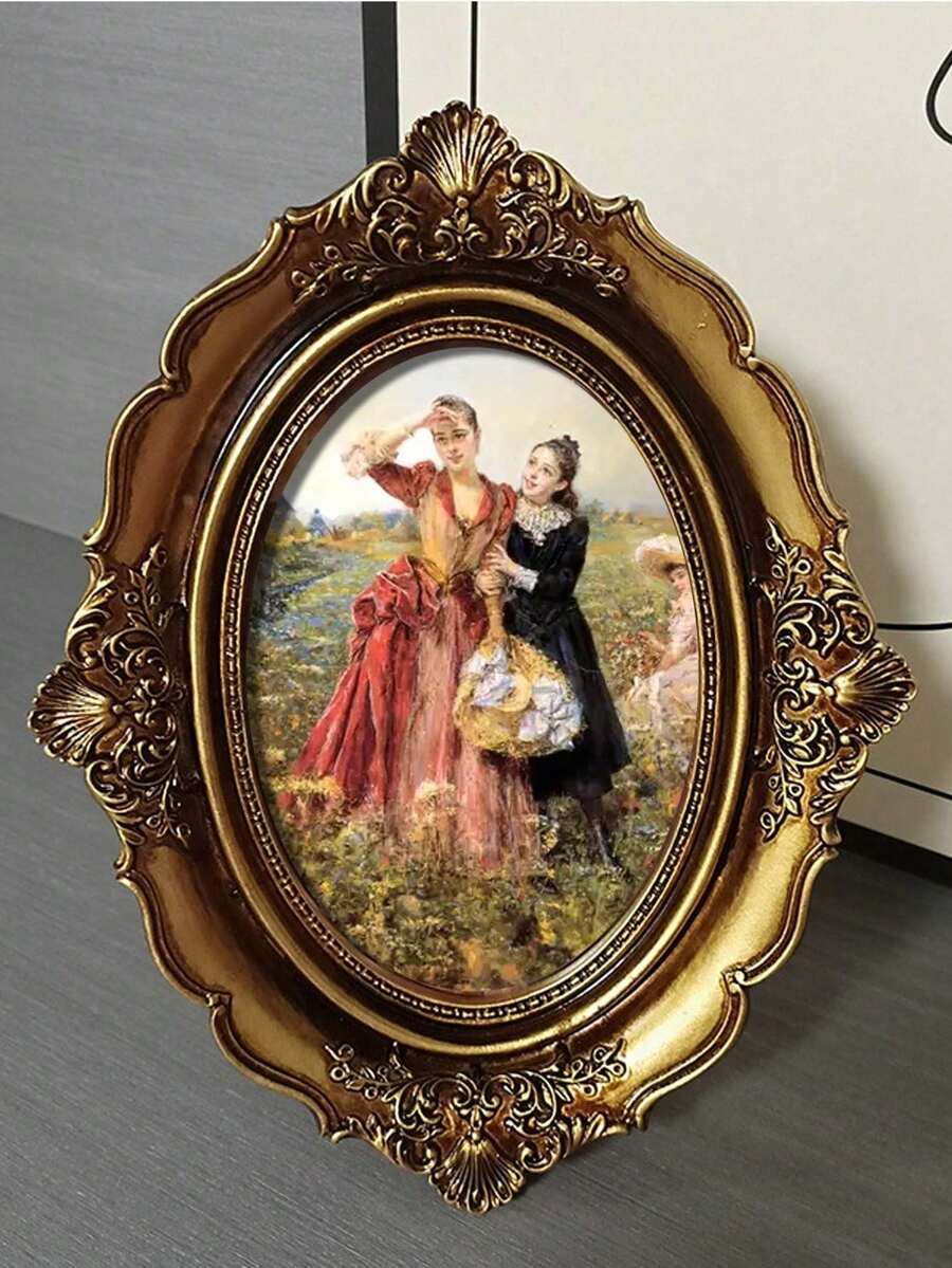 1 Khung ảnh hình oval cổ điển - Kính mạ đồng và vàng, chế tác thủ công châu Âu, thiết kế nghiêng, kèm chân đế, có thể treo tường/để bàn - Thích hợp cho phòng khách, trang trí nhà cửa sang trọng, trưng bày vật phẩm sưu tầm - Khung ảnh phong cách retro - Trang trí thế hệ Millennials - Nghệ thuật gia truyền - Phụ kiện kệ trưng bày được tuyển chọn - Điểm nhấn trang trí phòng thanh lịch - Nhiều màu - Xem 1