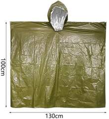 Poncho de Emergencia de 4 Piezas y Forro de Manta de Mylar, Manta de Supervivencia con Aislamiento de Película de Aluminio, Poncho Impermeable y a Prueba de Viento Adecuado para Situaciones de Emergencia al Aire Libre, Camping y en el Coche (Verde) - verde - Ver 5