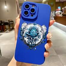2026 nueva funda de teléfono mate, funda de teléfono diseño floral de rosa azul para  17 15 Pro Max  17 14 Pro  17 13  Galaxy S23 S22 S21 funda de protección para teléfono regalo de pareja para novio novia día de San Valentín regalo de cumpleaños - Azul Klein - Ver 2