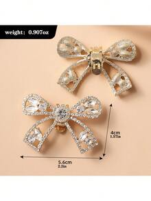 2pcs Shiny Silver Butterfly Shoe Clips, Metallic Mesh Texture, Fully Studded With Rhinestones. Exquisite And Glamorous, Adds Elegant Charm To Footwear - Gold - View 12