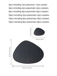 2/4/8件套黑色餐垫和杯垫套装（餐垫+杯垫），三角形餐垫，桌面装饰餐垫，节日礼品餐垫套装（2件套包含1个餐垫+1个杯垫）（4件套包含2个餐垫+2个杯垫）（8件套包含4个餐垫+4个杯垫） - CD black - 查看 3