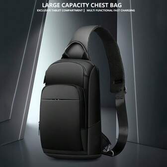 Large Capacity Men's Messenger Chest Bag, Multi-Functional Commuter Casual Travel Shoulder Bag
