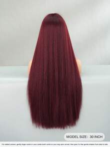 Elegant-30 Inch Velvet Wine Wigs For Women, Long Straight Wigs With Bangs, High Quality Soft Synthetic Fiber Wigs For Women Daily Wear, Festival Ready Party Use, Perfect Gift - Beginners Glueless Wig Accessories - 酒紅色 - 查看 3