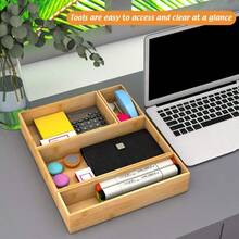 HAWT Bamboo Kitchen Drawer Organizer Wooden Storage Box For Utensil Organizer Silverware Tray Cutlery Holder Flatware Containers - Multi-Use Deep Drawer Dividers Organizer For Bathroom Jewelry 12"3"2.5" - Bamboo - View 5