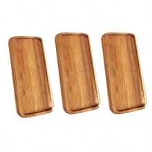 1 Acacia Wood Plate, Rectangular Snack Plate, Suitable For Kitchen Dining, Polished Surface, Geometric Pattern, Food Contact, Suitable For Christmas, Valentine's Day, Father's Day, And Mother's Day - Suitable For Snacks, Sushi, Vegetables, Fruits, Cold Dishes, Cheese, And Coffee/Tea Plates