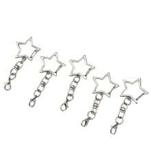 10个/3个五角星、龙虾扣、金属星形钥匙扣、星形弹簧扣、钥匙扣、金属旋转扣、弹簧登山扣钥匙扣、带链吊坠、连接器，适用于DIY钥匙扣、钥匙扣配件、派对钥匙扣礼品