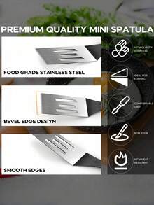 Mini Style Pancake Fruit Pan Fry Shovel Teppanyaki Beef Chop Shovel Japanese Cuisine Small Leaky Shovel Cooking Tool Japanese Cuisine Shovel Teppanyaki Stainless Steel Beef Chop Shovel Browni Tiramisu Cake Small Leaky Shovel Cooking Tool - Multicolor - View 11