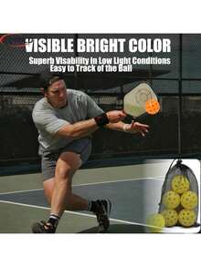 6pcs USAPA Approved Outdoor Pickleball Balls, High Elasticity Durable Balls With 40 Holes, Suitable For Various Pickleball Paddles, Comes With Mesh Carry Bag