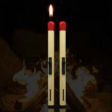 Compact And Refillable Matchstick Lighter - Portable, Adjustable Flame Camping - 木紋色 - 查看 6