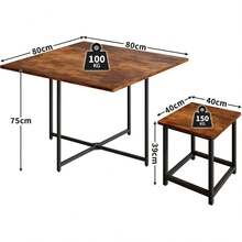 Mesas de Comedor, Mesas de Comedor 4 Personas - Mesas Comedors 4 sillas Robusto y Ahorra Espacio (80x80cm, marrón rústico) (Color Retro) - Café integral - Ver 6