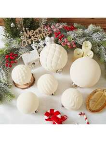 Large Velvet Christmas Ball Ornaments - 6 Inch Flocked Christmas Balls Shatterproof Drative Hanging Ornaments Set For Xmas Tree Holiday Wedding Party Dr (Cream, 2pcs), These Oversized Velvet Baubles Boast A Sumptuous, Soft Texture And Rich, Deep Hues, Adding Luxurious Warmth To Your Christmas Tree.  Their Full, Rounded Shape And Velvety Finish Make Them Stand Out As Elegant Focal Points, Elevating Your Festive Setup With Timeless Glamour.26616919,Fireplace Decoration ,New Year Decor ,Shatterproof - Đen và trắng - Xem 7