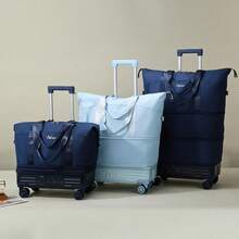 可折叠拉杆旅行包，大容量，时尚宽敞，适合女性，简约时尚，可拆卸轮子和拉杆，周末旅行包，过夜包，行李包，便携包，拉杆包，短途商务旅行包，牛津布孕妇旅行包，适合旅行、度假、返校、旅游、宿舍、大学生、高中生
