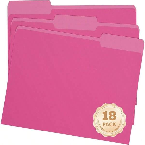 18 - Pack Black File Folders, Letter Size Colored File Folders, 1/3 Cut Tab, Office Home School Documents Files Paper
