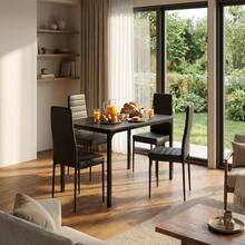Dining Chairs And Dining Table, 5 Piece Kitchen Dining Table Set, Dining Table Set For 4, Dining Tables With Chairs With 4 Upholstered PU Leather Dining Chairs For Dining Room,Kitchen, Living Room, Apartment, Small Space, Christmas - màu đen - Xem 2