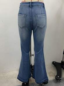 Jeans de campana casuales y sueltos de moda, versátiles y con lavado de agua elástico