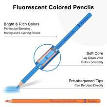 50 Fluorescent Colored Pencils High Saturation And Brightness Color Pencil Set Adult Cartoon Color Pencil - 50 Colors Fluorescent Pencils - View 2