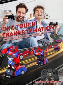 1pc 2-In-1 Remote Control Transforming Robot Car Toy, 2.4GHz RC Car With Lights & Remote, 1:18 Scale Automatic Transformation, 360° Rotation, Suitable For 3-12 Years Old Boys & Girls, Birthday/Halloween/Christmas/New Year Gift (Red)