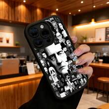 Funda de teléfono con diseño de collage en blanco y negro de personajes de películas de terror para iPhone 14 13 12 11 Pro Max  Galaxy S23 S22 S21 S20 S10 Plus, funda de protección para teléfono, regalo para pareja, regalo para novio o novia, regalo de vacaciones - Negro - Ver 6