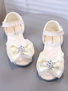 1 par de sandalias de princesa con suela blanda y antideslizante, de moda y versátiles para uso en exteriores, con diseño de mariposa y cierre de gancho y bucle, adecuadas para el verano - Beis - Ver 4