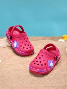 1 Pair Kids Soft EVA Breathable Non-Slip Wear-Resistant Cartoon Animal Sandals, Cute Rabbit Design Beach Shoes For Girls, Summer - Hot Pink - View 5