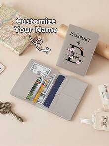 Ayotu Customized Name Passport Holder, Unisex, Personalized Letter Passport Holder, Portable Multi-Function ID Card & Bank Card Wallet, PU Leather, Travel Accessories, Suitable For Young Travelers, Back To School Season, Minimalist High-End Passport Holder, Suitable For Female Students - Multicolor - View 18