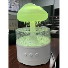 Akane 300毫升水滴蘑菇加湿器，带遥控器、7色氛围灯、空气加湿器、雨滴加湿器，适用于卧室，USB-C接口和插电式设计 - 彩色 - 查看 7