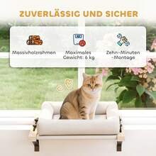 PawHut Cat House With Sill And Radiator Mount, Cushion, Wooden Frame, White