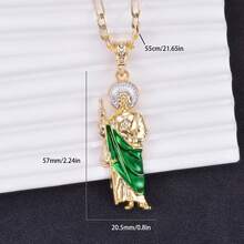 1件墨西哥艺术时尚项链，圣犹达吊坠，男女皆宜的宗教饰品，节日庆典礼物 - 金色 - 查看 15