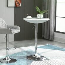 HOMCOM Modern Dining Table, Height Adjustable, Metal With White ABS Coating, Ø61 X 76-97 For Kitchen And Living Room - 1 - View 7