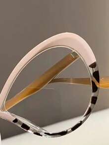 1 Stück modische dekorative Brillen ohne Sehstärke mit neuartigem mehrfarbigem Planoglas-Design, Brillenzubehör für Frauen - Oben rosa, unten Leopardenmuster. - Übersicht 4