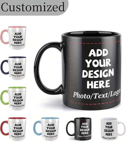 1 st anpassningsbar keramisk mugg/kopp, anpassningsbart mönster på kaffekoppen, anpassningsbar dubbelsidig foto/logotyp/text namn - stor kapacitet, tjock koppkropp, flera färger tillgängliga. Personlig foto-jubileumsmugg.