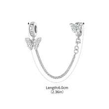 WOSTU 1件925纯银可爱雪花蝴蝶邪眼心形硅胶安全链，适用于女士手链DIY时尚饰品礼品