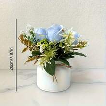 Realistic Artificial Roses In White Or Deep Red - With Container - Long-Lasting Floral Arrangement For Home, Wedding, Office, Valentine's, Christmas, Halloween, Thanksgiving, Easter Decor - No Maintenance Required - Perfect Gift For Housewarming, Graduation, Anniversaries - Elegant Table Centerpiece Decoration, Wedding Decorations, Stylish Home Accents, Faux Flowers, Decorative Flower Pot, Holiday Shoppers - Multicolor - View 4