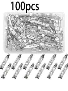 100 Pieces Of Silver Brooch Pin Fasteners, Strip Pins - Suitable For Badges, DIY Projects, Sewing, Party, Wedding Name Tags, And Clothing Accessory Fixation - Multicolor - View 10