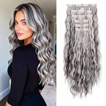 Clemă sintetică pentru a atașa peruci, mărind volumul părului, prelungind lungimea. Potrivită pentru femei, pentru a fi purtată în diverse ocazii, cum ar fi Crăciunul. - Multicolor - Vizualizare 9