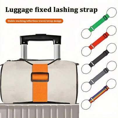 1条耐用聚丙烯弹性行李带，可调节抽绳封口，湿巾擦拭清洁，度假风旅行配件，用于固定包袋和背包，包装带，手提包固定带，旅行配件