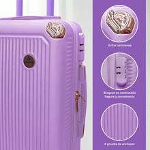 Mano 20in Bali Viaje Cabina Carry On 10kg Candado Ruedas 360 Nueva moda de 20 pulgadas rueda universal equipaje de viaje retro estilo portátil caja de tirador maleta de negocios - Morado 8166 - Ver 7