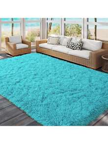 Area Rugs For Living Room, Large Fluffy Blue Rug For Bedroom, Soft Shag Shaggy Fuzzy Carpets For Boys And Girls Dorm Room Home Decor - Teal Blue - View 7