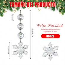36pzs Adornos de Cristal para árbol de NavidadAdornos Colgantes de Copos de Nieve de Cristal Colgantes para el País de Las Maravillas Invernal Adecuado para Decoración Navideña y Fiestas 12cm - transparente - Ver 2