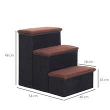 PawHut Pet Stairs, 3-Step Folding Cat And Dog Stairs, Cat And Dog Storage, Black MDF 40x54x48cm - 1 - View 6