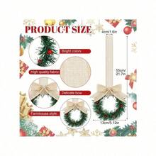 1PC  Christmas Mini Cabinet Wreaths For Kitchen With Ribbon Bows Red Berry,Mini Wreaths Farmhouse Decoration Artificial Hanging Garlands For Christmas Front Door Window Chair Wall Christmas Decorations Home Christmas Gifts Christmas Decor - Multicolor - View 2