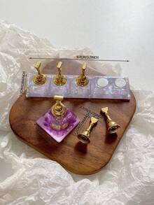 亚克力极光彩虹色矩形钻石形状美甲展示架，树脂水晶珠水钻复古韩国花朵激光 DIY 家居和户外女士母亲姐妹妻子女友婚礼美甲沙龙美容情人节使用