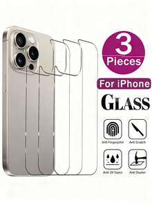 Bộ 3 miếng dán màn hình cường lực, tương thích với iPhone 16/15/12/14/13 Pro Max/14/16/15 Plus/12/13 Mini, miếng dán bảo vệ màn hình mặt sau, quà tặng sinh nhật/cho gia đình và bạn bè, phụ kiện điện thoại, chống nước, chống sốc, chống rơi, chống trầy xước, chống bám vân tay, bảo vệ toàn diện. - Trong sáng - Xem 11